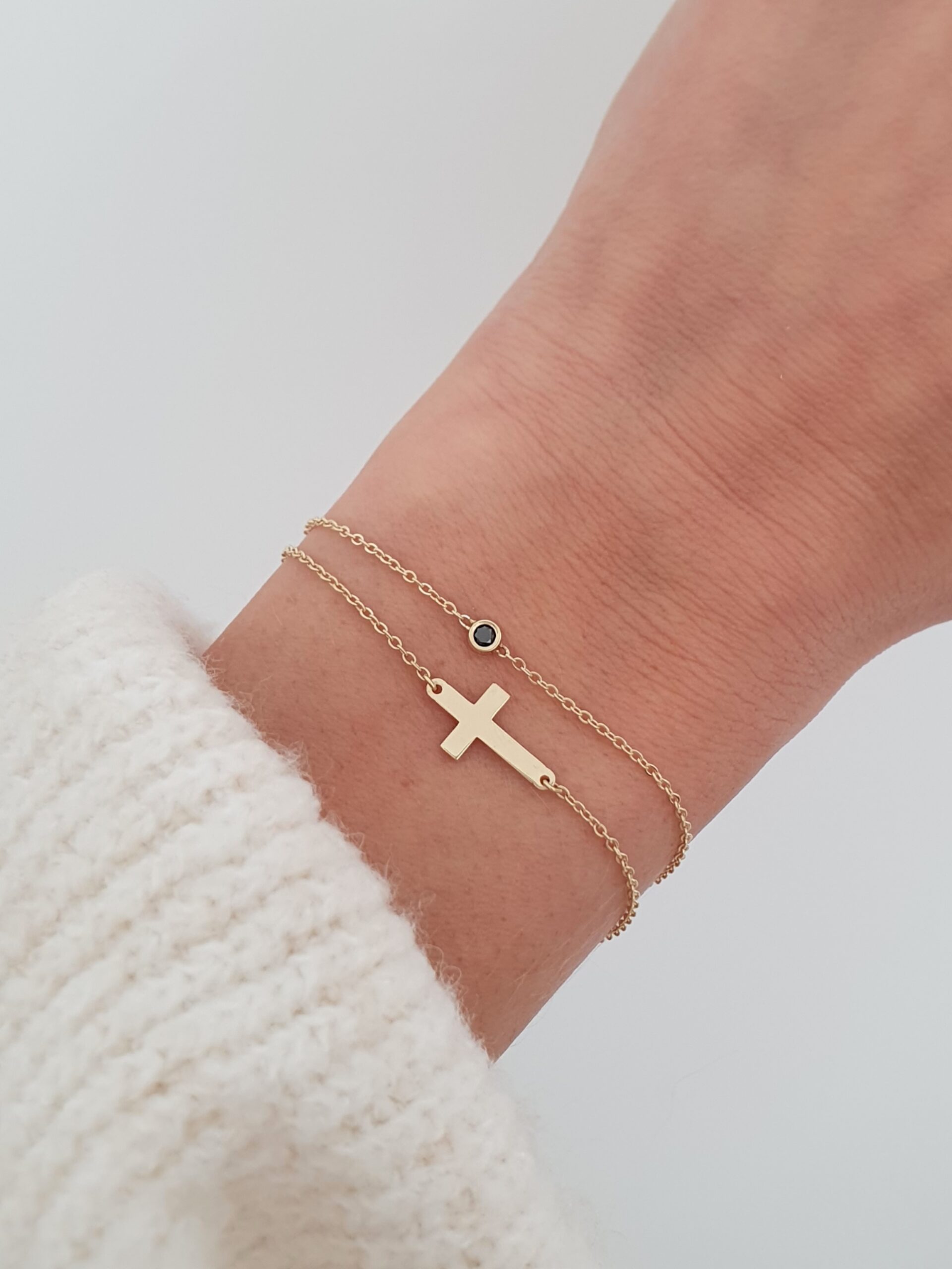Náramok prírodný čierny Diamant 3 mm – Obrázok 4