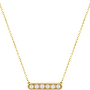 Náhrdleník Minimal Bar Pearls 18kt žlté zlato perly