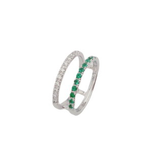 Prsteň prírodné smaragdy 0,185ct a diamanty 0,185ct