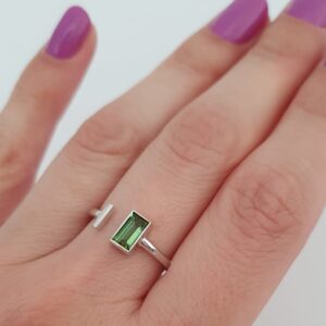 Prsteň 14kt biele zlato prírodný Turmalín green