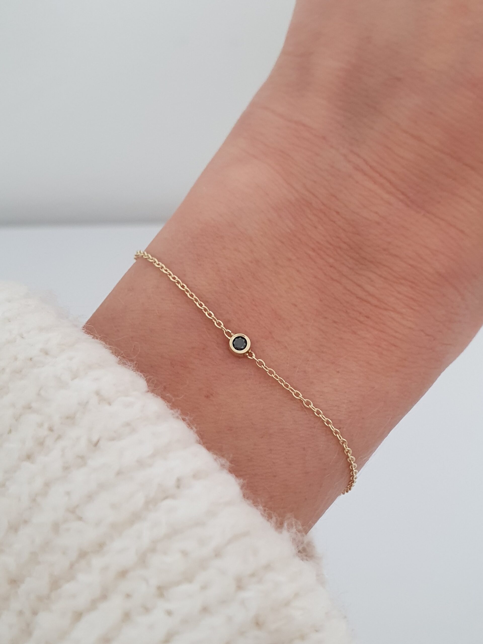 Náramok prírodný čierny Diamant 3 mm – Obrázok 3