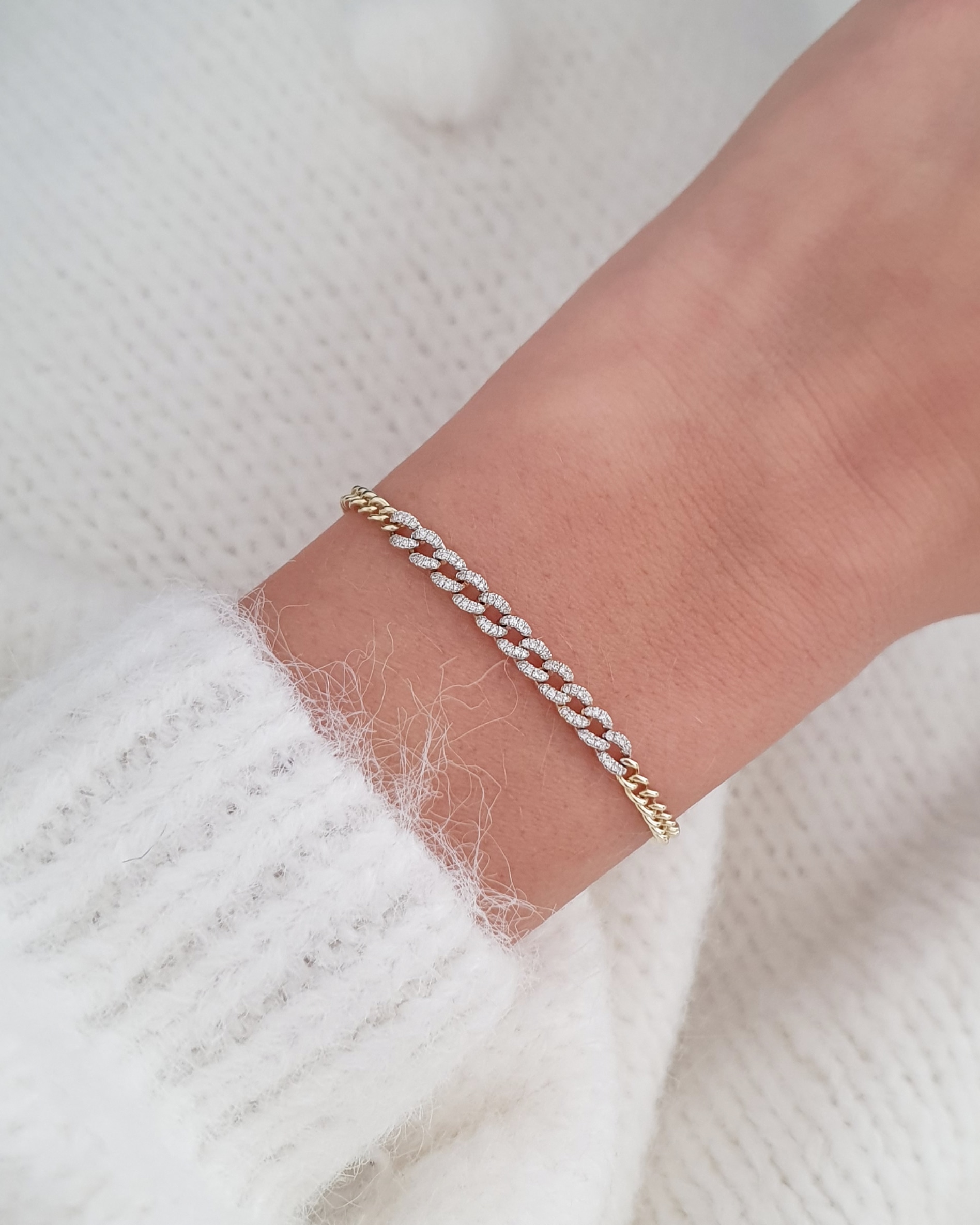 Náramok Chain diamonds 0,35ct 14kt žlté zlato – Obrázok 2