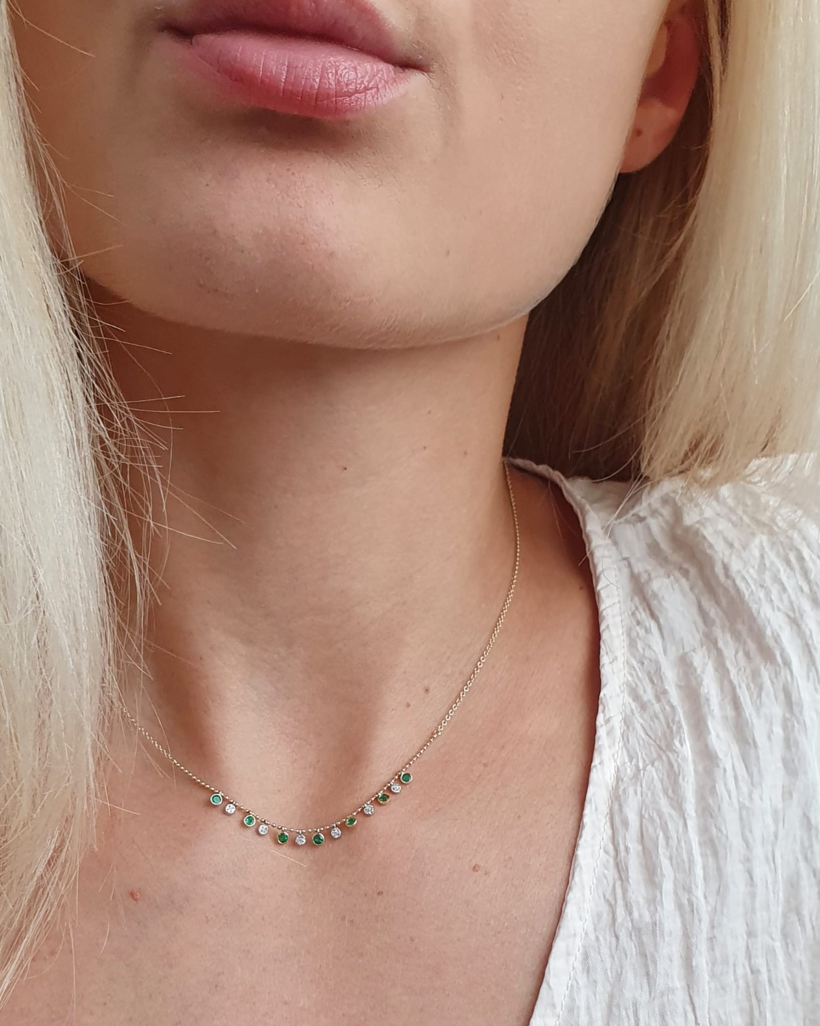 Náhrdelník Emerald s prírodnými diamantami 0,05 ct žlté zlato 14kt – Obrázok 2