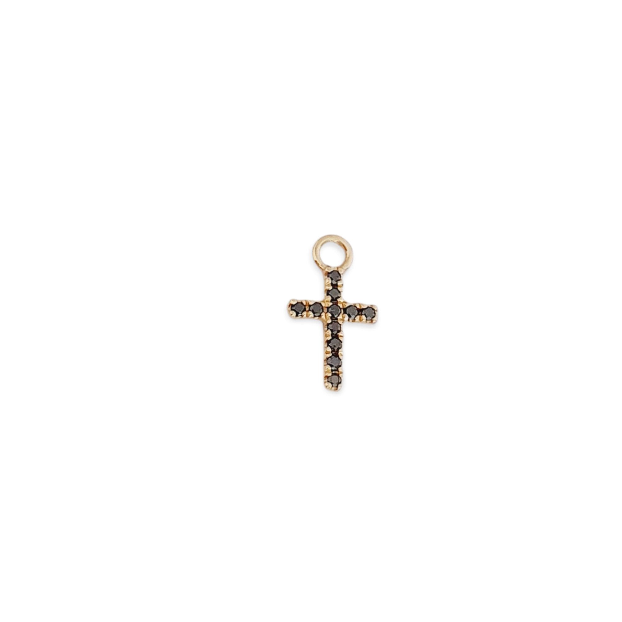 Prívesok na permanentný náramok Krížik 14kt zlato prírodné čierne diamanty 0,04ct