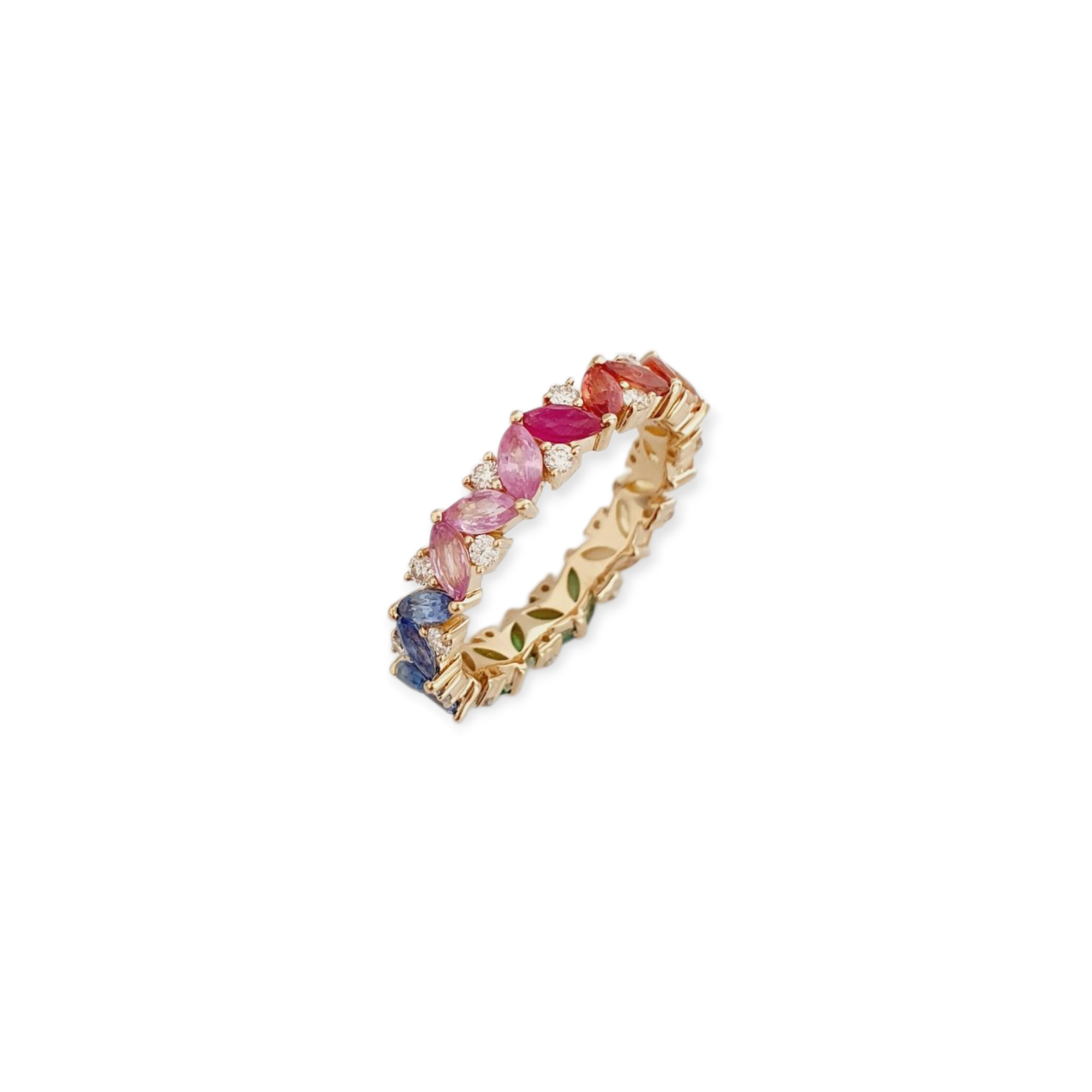 Prsteň Infinity Sapphire 14 kt zlato prírodné zafíry 2, 43 ct a diamanty 0,37 ct