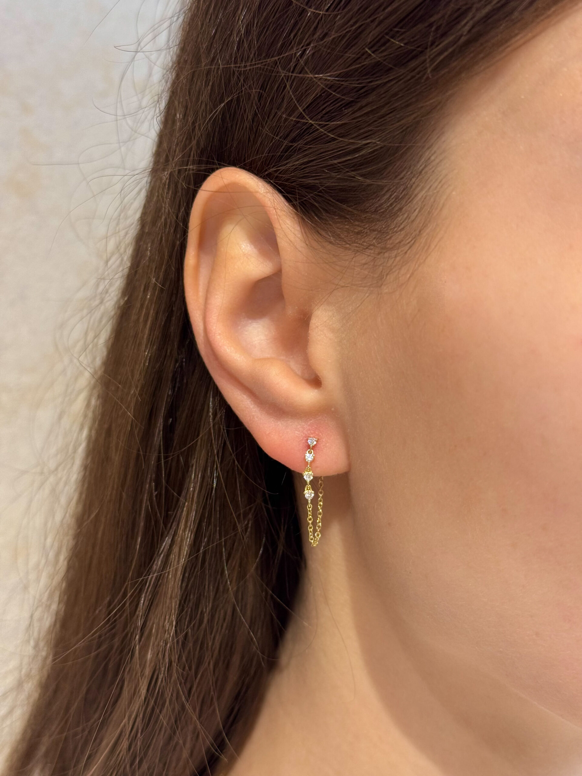 Náušnice Charm prírodné diamanty 0,14ct 14kt zlato – Obrázok 2