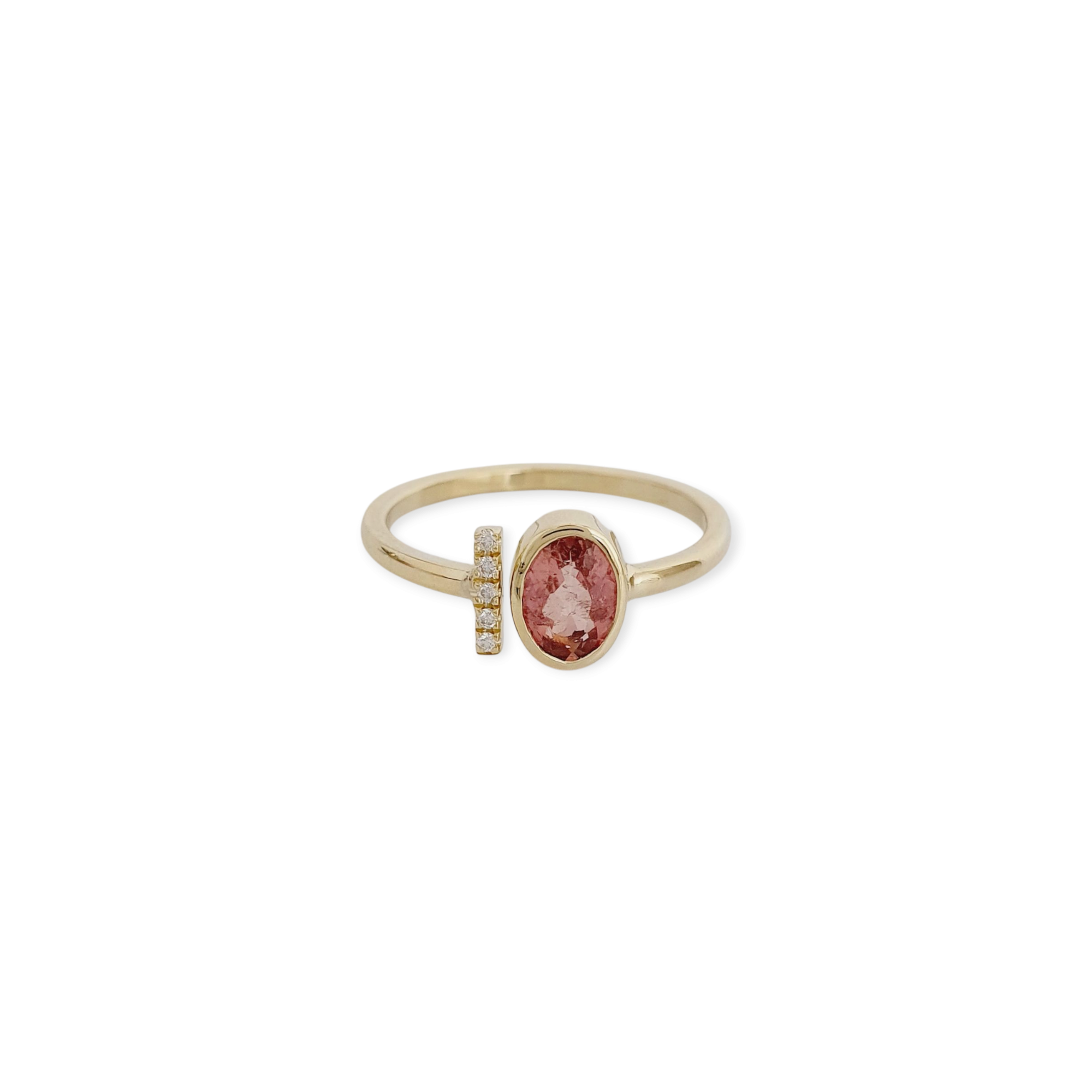 Prsteň Tourmaline Love žlté zlato 14Kt prírodné diamanty